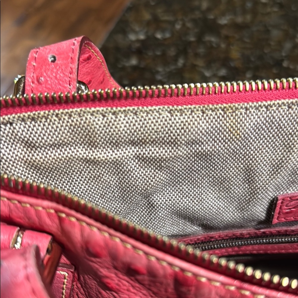 Dooney & Bourke Pink Ostrich-Embossed Handbag - Picture 9 of 10
